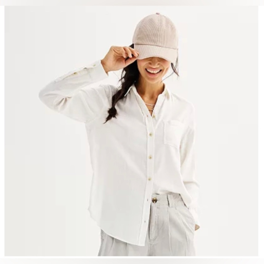 NWOT SONOMA WOMEN’S EVERYDAY WHITE LONG SLEEVE BUTTON DOWN SHIRT- SIZE M